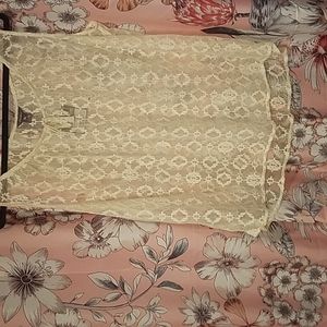 Eddie Bauer Creme Lace type tank top < see through > size XL